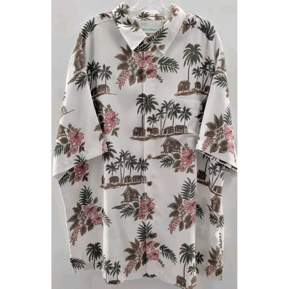 Caribbean Mens 3XL Tropical‎ Button Down Short Sleeve-Modal/Polyester - Picture 1 of 9